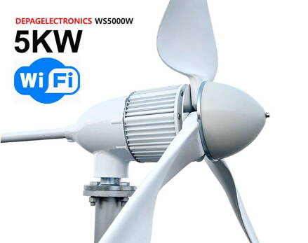 WS5000W - 5000W 3listý větrný mlýn 48V, věž 2-10 metrů,  set domácí větrná elektrárna