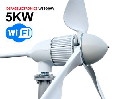 WS5000W karbon/aramid - 5000W 3-listý větrný mlýn 48V průměr listů je 3-5m, věž 2-10 metrů,  set domácí větrná elektrárna