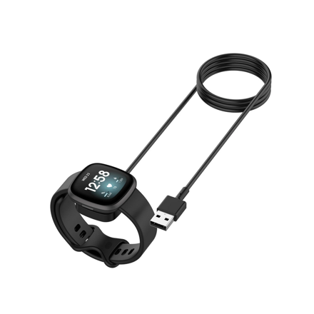 Nabíjecí kabel s dokem pro Fitbit Versa 3/ 4/ Sense 1/ 2, černá