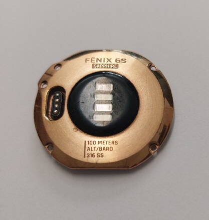 Zadní kryt bez baterie včetně HRM senzoru pro Garmin Fenix 6S Sapphire, zlatá