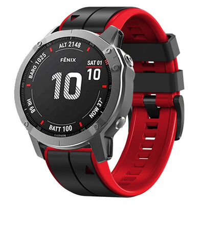 Náhradní silikonový řemínek pro Garmin Fenix 5/ 5 Plus/ 6/ 7, černá-červená