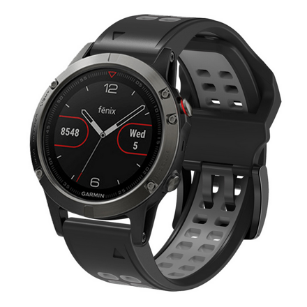 Náhradní silikonový řemínek pro Garmin Fenix 5/ 5 Plus/ 6/ 7, černá-šedá