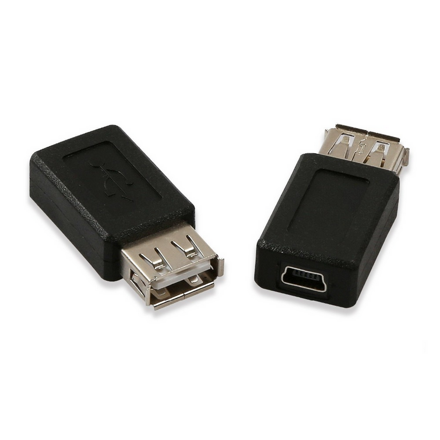 USB redukce 2.0 typ A (Female) - Mini USB typ B 5 PIN (Female), černá