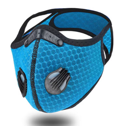 EU3M respirátor - protiprachová maska + filtr PM2.5 s aktivním uhlím, filtrační maska, sportovní síťovina, univerzální velikost, světle modrá