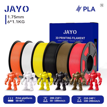JAYO 3D PLA 1,1kg, Filament Tiskové vlákno 1,75mm + /-0.02mm 100% netoxické oranžová