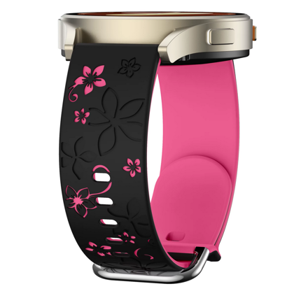 Náhradní silikonový řemínek pro Garmin Forerunner 255/ 265/ 570 (47mm)/ Vivoactive 4, černá-neon růžová